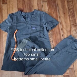 Figs Technical Collection Scrub Set - Olive and Orange